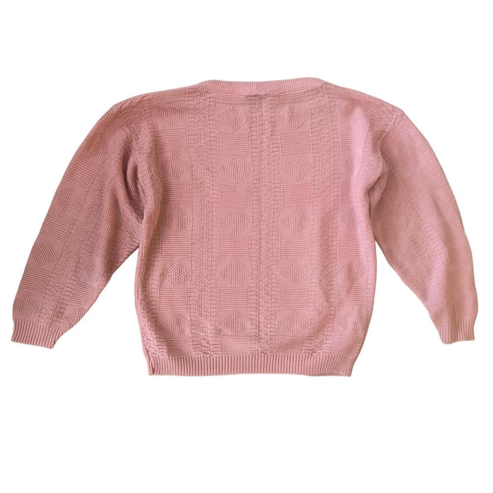 Vintage Cottage Women's Pink Textured Knit Sweater Acrylic Crewneck - Size M - Picture 3 of 6